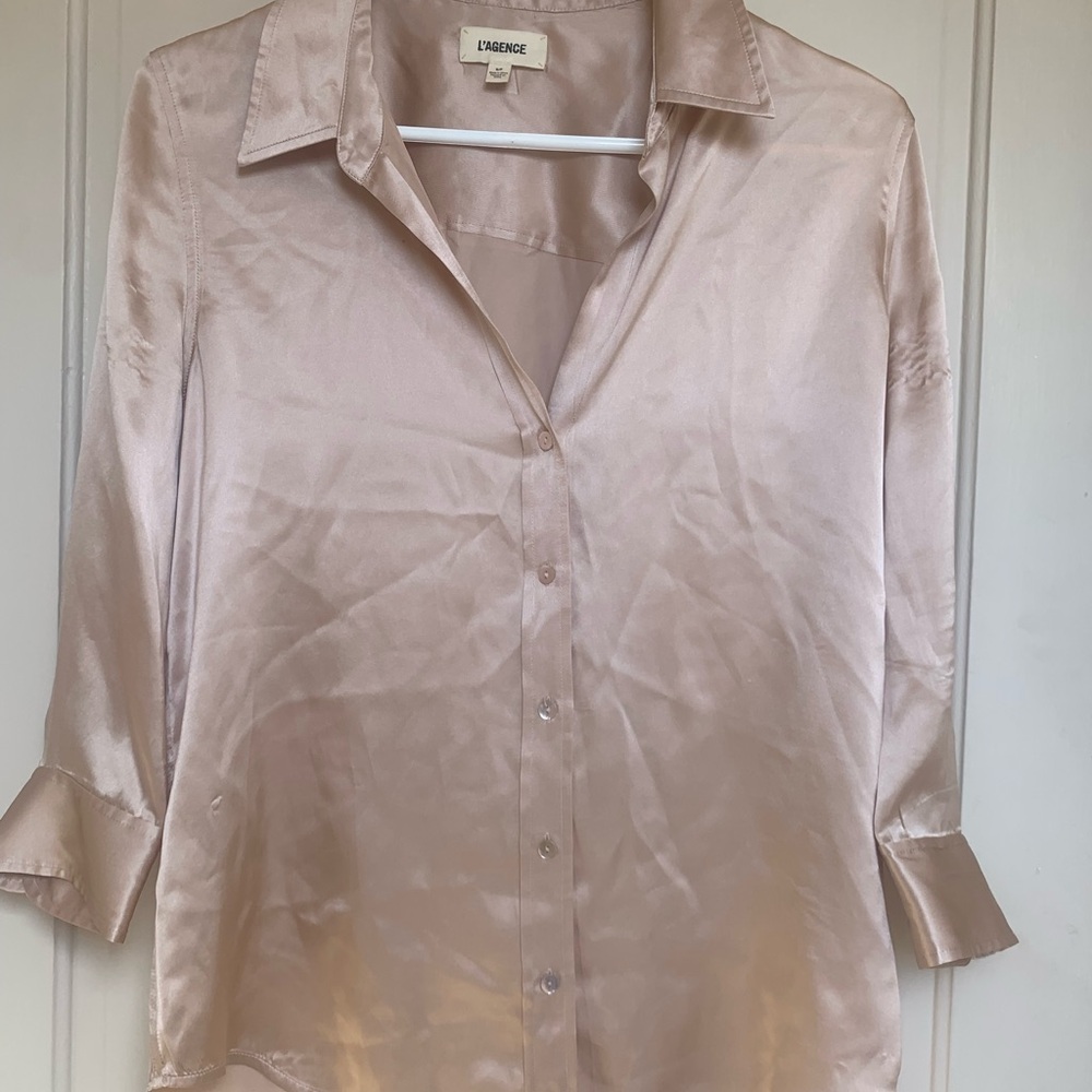 L'Agence 100% silk blouse in cream - Picture 2 of 9